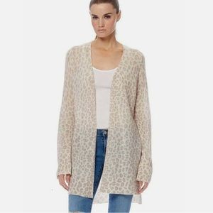 360 Cashmere Sophie Cream & Lavender Leopard Cashmere Cardigan - S